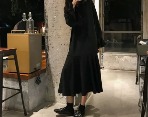 秋装韩版复古chic不规则鱼尾裙宽松显瘦气...
