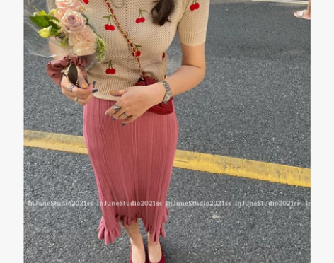 INJUNE梦圆 早春花苞裙~精致挂阿mi...