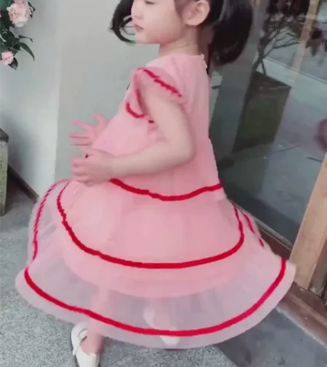 粉色女童连衣裙 夏公主裙 潮韩版洋气网红 ...
