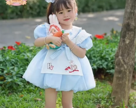 清晨兔爱丽丝花苞裙穿一洗一包邮 120码，...