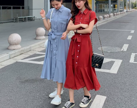 【狂欢价】连衣裙夏韩版裙子收腰女港风学生e...