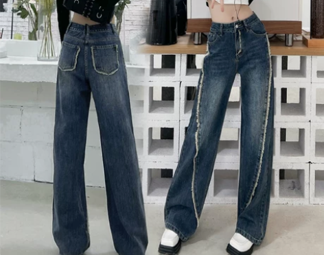 WARDROBE美式牛仔裤女宽松秋冬新款高...