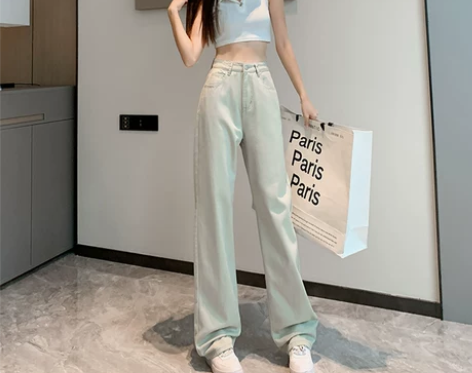 PVJ直筒牛仔裤女2022年夏季新款欧美宽...