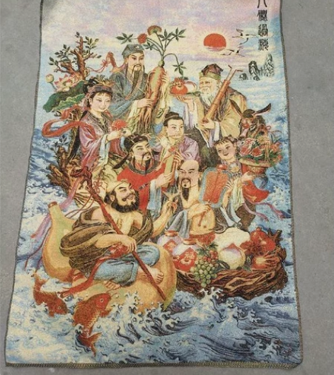 #古风杂项八仙过海刺绣图一副 苏州刺绣画，...