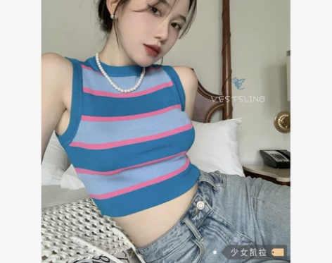 条纹针织背心吊带女夏季2022新款内搭外穿...