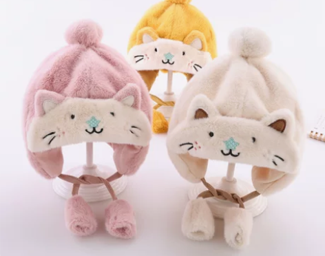 婴儿帽子冬季可爱超萌4-24个月男女宝宝毛...