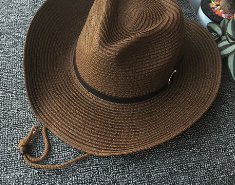 牛仔帽子男西班牙草帽女夏天出游防晒大沿遮阳...