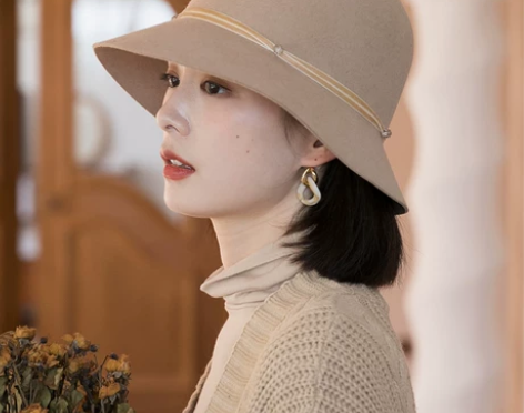 新款羊毛渔夫帽女秋冬韩版百搭毛呢毡帽时尚大...