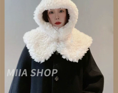 帽子女韩国冬天围脖连帽一体羊羔毛雷锋帽加绒...