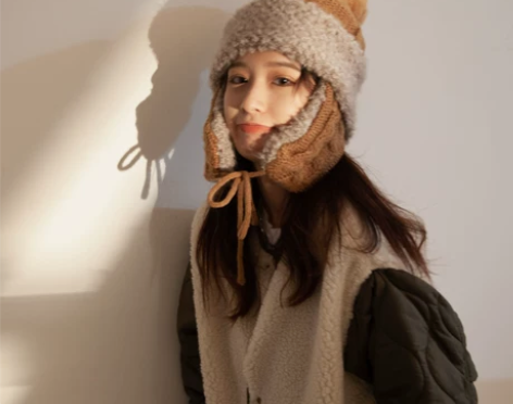 帽子女秋冬雷锋帽韩版潮针织可爱护耳毛线帽加...