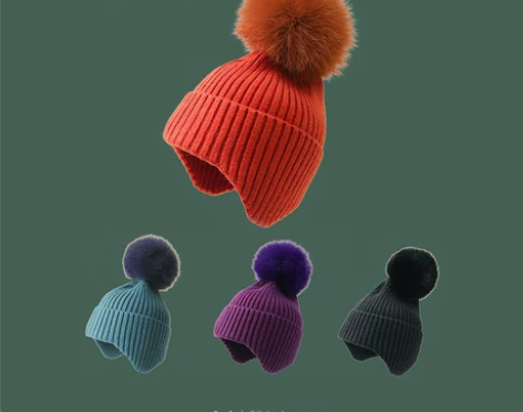 2022新款冬季儿童帽子保暖雷锋帽冬宝宝针...