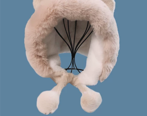 韩国可爱小熊护耳毛绒帽女冬季加绒加厚保暖雷...