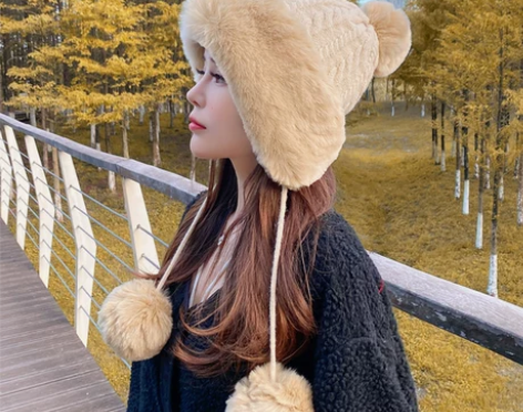 圣诞礼物毛线帽子女冬季韩版百搭可爱少女仿兔...