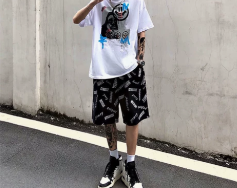 裤子男夏季韩版ins字母短裤百搭运动休闲裤...