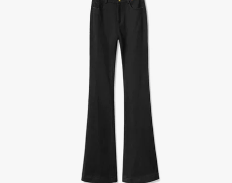 拉夏贝尔黑色微喇裤女牛仔裤显瘦2022新款...