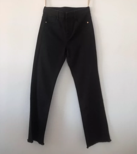 欧家黑色高腰牛仔裤女宽松直筒2023年新款...