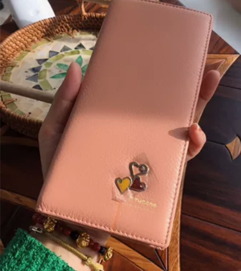 头层牛皮女士长款钱包真皮女包钱夹 全新正品...