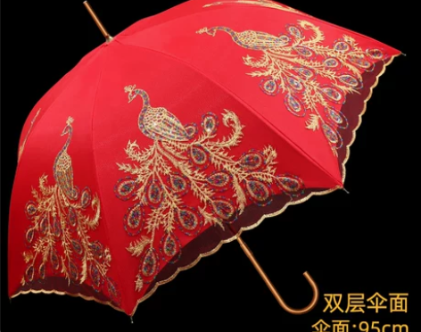 『幸福接力』 红伞婚庆结婚出嫁伞蕾丝花边刺...