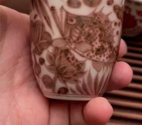 景绣天呈 釉里红 鱼藻 大手雷杯 发色超级...