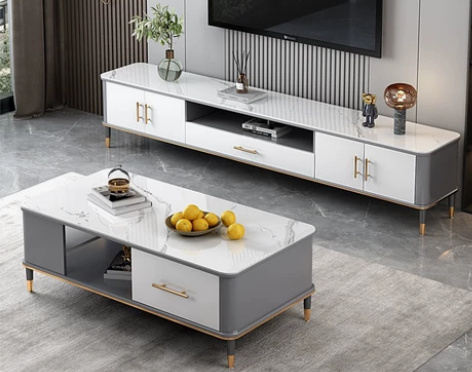 【工厂清仓】顾家家居岩板电视柜茶几组合简约...