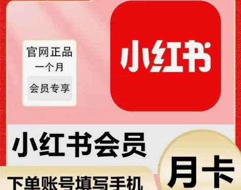 小红书月卡会员，小红书会员1个月30天 注...