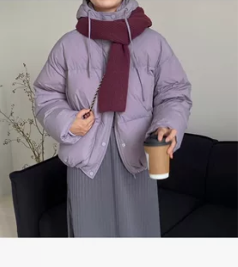 江左 小个子连帽羽绒服面包服女2022冬9...
