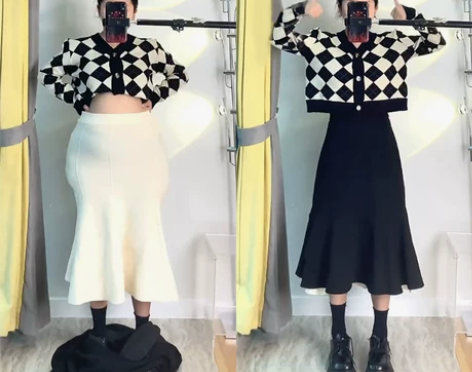 梨形身材针织半身裙女秋冬大码高腰胖妹妹mm...