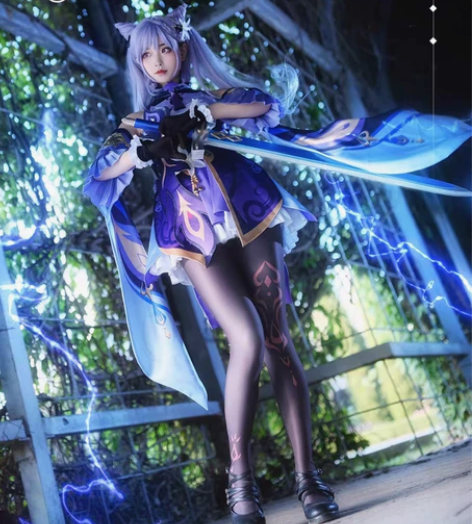 三町目家原神刻晴cos 大全套除鞋 衣服假...