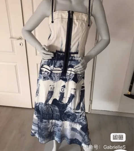 法国小众类高缇耶水手人像裙vintage中...