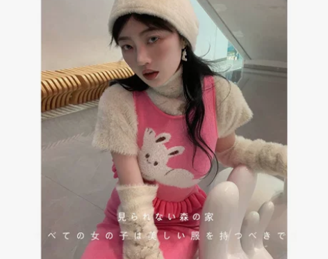未見森林屋 套装甜美小个子港风复古毛衣裙子...
