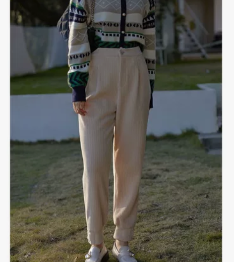 全新闲置 独束大码女装雪尼尔束脚休闲裤女冬...