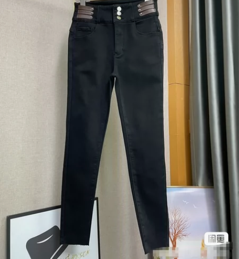 全新IEF（爱依服）黑色高腰加绒小脚裤，薄...