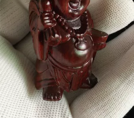 放漏实木小叶紫檀手把件布袋佛木雕红木把玩件...