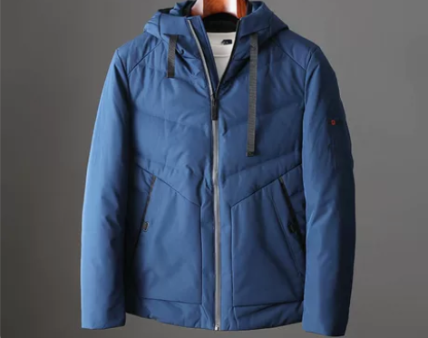 秋冬季男士休闲连帽短款鸭绒服 颜色：蓝色 ...