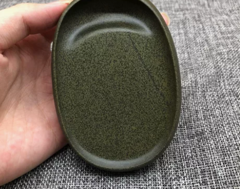 歙砚老坑小楷黄鱼子掌中宝迷你把玩型砚台书法...