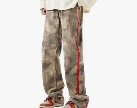 ADO迷彩裤子男高街美式工装裤男潮牌设计感...