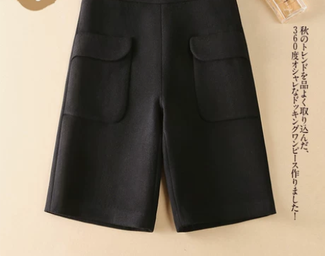 毛呢短裤女秋冬休闲直筒裤高腰显瘦阔腿裤春季...