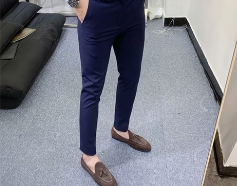 2023春季新款英伦时尚修身小脚西裤男韩版...