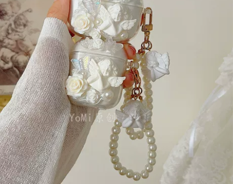 法式蝴蝶玫瑰天使耳机壳2se保护套