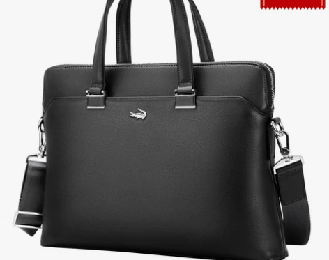 【夏日价】卡帝乐鳄鱼男包手提包商务牛皮包单...