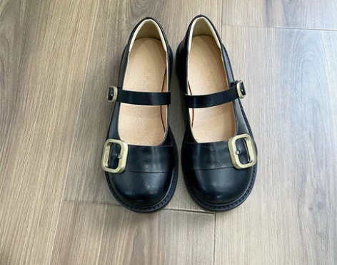 自然卷2022新款拼色玛丽珍鞋复古百搭英伦...