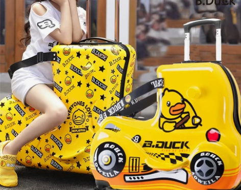 B.Duck小黄鸭网红可坐可骑行李箱宝宝2...