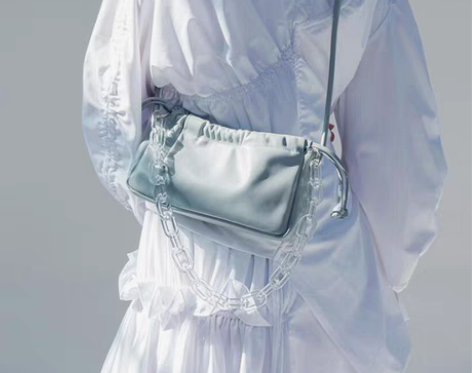 转卖女包 少女可爱亚克力链条褶皱软面腋下包...