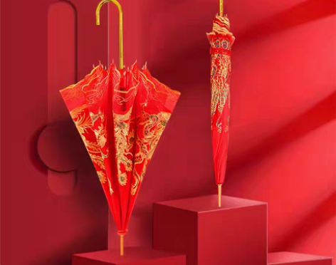 转卖【狂欢价】红伞婚庆结婚出嫁伞蕾丝花边刺...