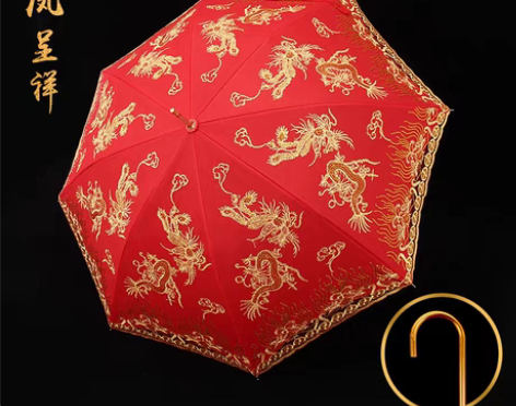 转卖结婚红伞婚伞新娘伞红色出嫁伞婚庆用中式...