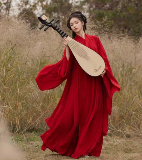 包邮出租红色魏晋风正版汉服三件套 可以拍红...