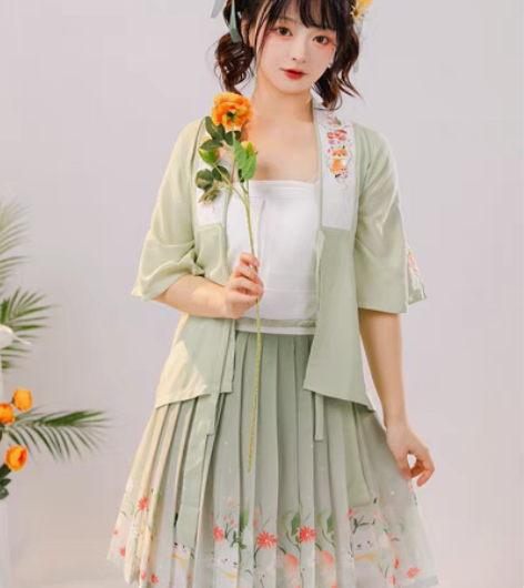 玉术原创汉服 改良汉元素 短裙+宋制褙子+...