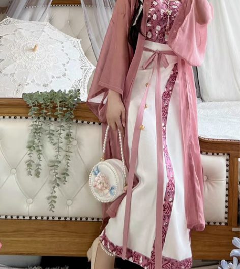 玉术原创汉服【仲夏玫瑰】旋裙宋制长干寺吊带...