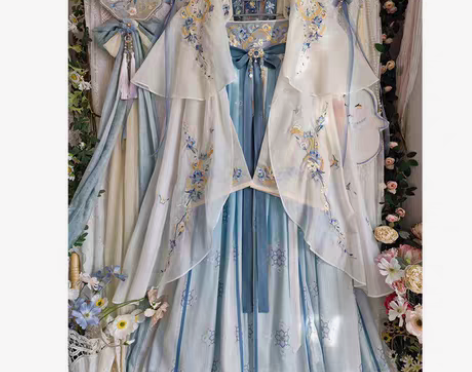 玉术原创汉服齐胸襦裙重工刺绣斗篷对襟春夏款...