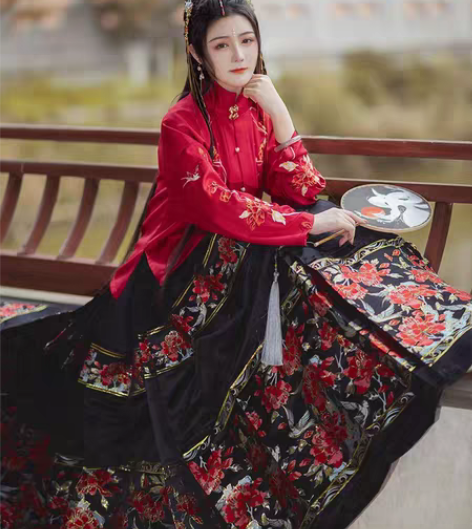 包邮如梦霓裳锦绣汉服 马面裙+上袄 立领...